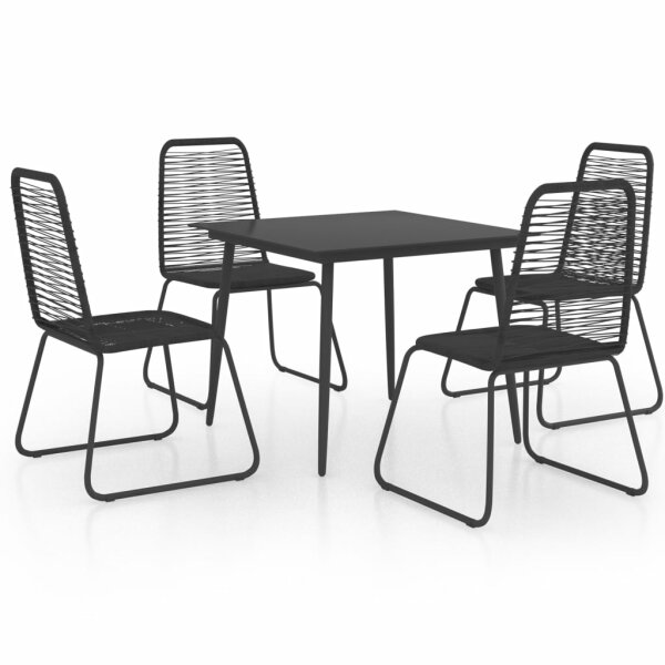 vidaXL 5-tlg. Garten-Essgruppe PVC Rattan Schwarz