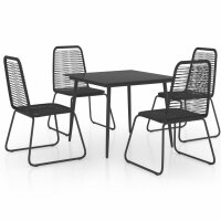 vidaXL 5-tlg. Garten-Essgruppe PVC Rattan Schwarz