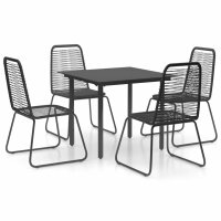 vidaXL 5-tlg. Garten-Essgruppe PVC Rattan Schwarz