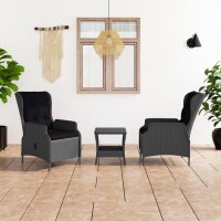 vidaXL 3-tlg. Garten-Lounge-Set mit Auflagen Poly Rattan...