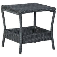 vidaXL 3-tlg. Garten-Lounge-Set mit Auflagen Poly Rattan Dunkelgrau