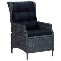 vidaXL 3-tlg. Garten-Lounge-Set mit Auflagen Poly Rattan Dunkelgrau