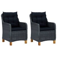 vidaXL 3-tlg. Garten-Lounge-Set mit Auflagen Poly Rattan...