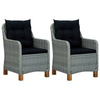 vidaXL 3-tlg. Garten-Lounge-Set mit Auflagen Poly Rattan Hellgrau