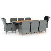vidaXL 9-tlg. Garten-Essgruppe mit Auflagen Poly Rattan...
