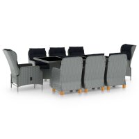 vidaXL 9-tlg. Garten-Essgruppe mit Auflagen Poly Rattan...