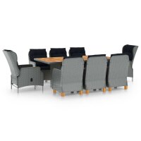 vidaXL 9-tlg. Garten-Essgruppe mit Auflagen Poly Rattan...