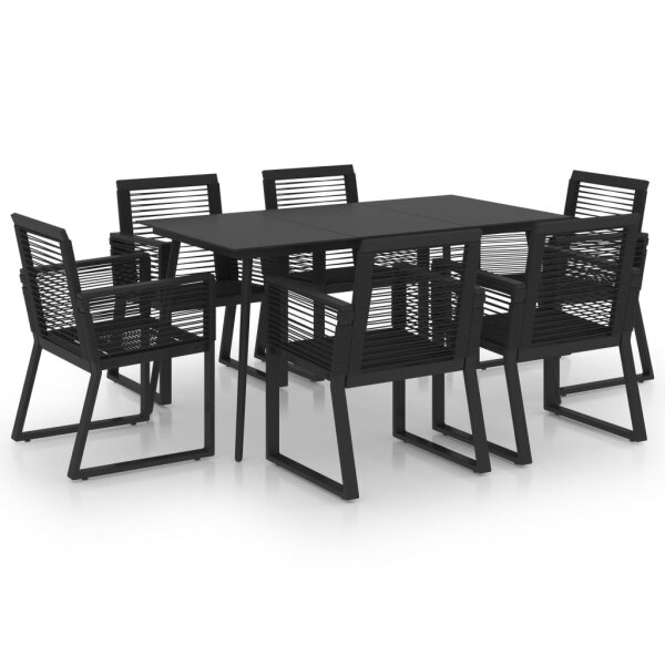 vidaXL 7-tlg. Garten-Essgruppe PVC Rattan Schwarz