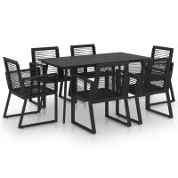 vidaXL 7-tlg. Garten-Essgruppe PVC Rattan Schwarz