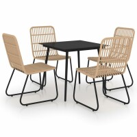 vidaXL 5-tlg. Garten-Essgruppe Poly Rattan und Glas