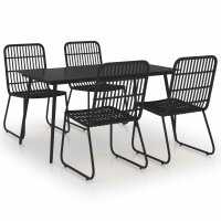 vidaXL 5-tlg. Garten-Essgruppe Poly Rattan und Glas