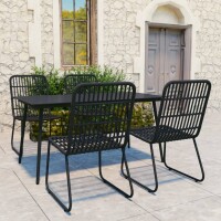 vidaXL 5-tlg. Garten-Essgruppe Poly Rattan und Glas