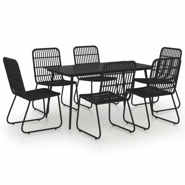 vidaXL 7-tlg. Garten-Essgruppe Poly Rattan und Glas