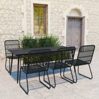 vidaXL 7-tlg. Garten-Essgruppe Poly Rattan und Glas