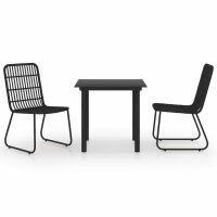 vidaXL 3-tlg. Garten-Essgruppe Poly Rattan und Glas