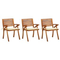 vidaXL Garten-Essstühle mit Kissen 3 Stk. Massivholz...