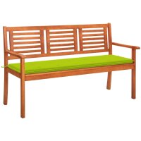 WOWONA 3-Sitzer-Gartenbank mit Auflage 150 cm Massivholz...