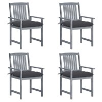 vidaXL Gartenstühle mit Kissen 4 Stk. Grau...