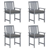 vidaXL Gartenstühle mit Kissen 4 Stk. Grau...