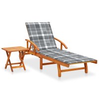 vidaXL Sonnenliege mit Tisch und Auflage Akazie Massivholz
