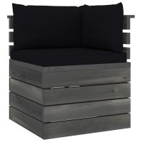 vidaXL Garten-Paletten-Ecksofa mit Kissen Kiefernholz