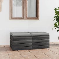 vidaXL Garten-Paletten-Hocker 2 Stk. mit Kissen Kiefer...