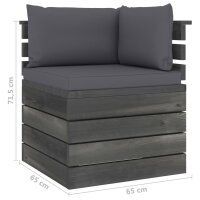 vidaXL Garten-Palettensofa 2-Sitzer mit Kissen Kiefer Massivholz