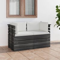 vidaXL Garten-Palettensofa 2-Sitzer mit Kissen Kiefer Massivholz