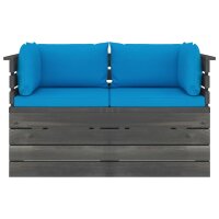 vidaXL Garten-Palettensofa 2-Sitzer mit Kissen Kiefer Massivholz