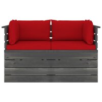 vidaXL Garten-Palettensofa 2-Sitzer mit Kissen Kiefer Massivholz