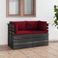 vidaXL Garten-Palettensofa 2-Sitzer mit Kissen Kiefer Massivholz