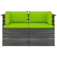 vidaXL Garten-Palettensofa 2-Sitzer mit Kissen Kiefer Massivholz