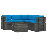 vidaXL 6-tlg. Garten-Sofagarnitur aus Paletten mit Kissen Kiefernholz
