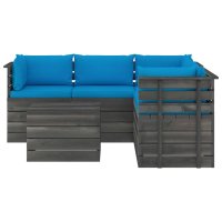 vidaXL 6-tlg. Garten-Sofagarnitur aus Paletten mit Kissen Kiefernholz