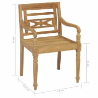 vidaXL Batavia-St&uuml;hle 2 Stk. mit Roten Kissen Teak Massivholz