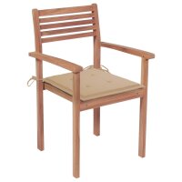 vidaXL Gartenst&uuml;hle 2 Stk. mit Beige Kissen Massivholz Teak