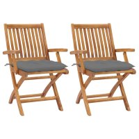 vidaXL Gartenstühle 2 Stk. mit Grauen Kissen...