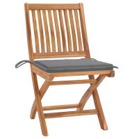 vidaXL Gartenstühle 2 Stk. mit Grauen Kissen Teak...