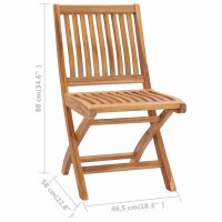 vidaXL Gartenstühle 2 Stk. mit Grauen Kissen Teak Massivholz