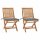 vidaXL Gartenstühle 2 Stk. mit Grauen Kissen Teak Massivholz