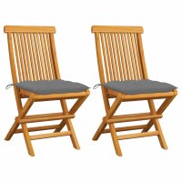 vidaXL Gartenstühle mit Grauen Kissen 2 Stk....