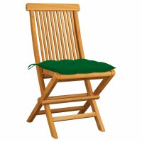 vidaXL Gartenstühle mit Grünen Kissen 2 Stk....