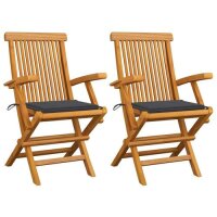 vidaXL Gartenstühle mit Anthrazit Kissen 2 Stk....