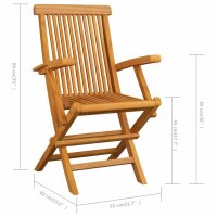 vidaXL Gartenstühle mit Grauen Kissen 2 Stk. Massivholz Teak
