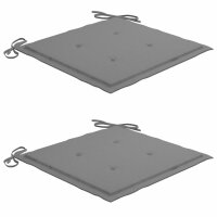 vidaXL Gartenstühle mit Grauen Kissen 2 Stk. Massivholz Teak