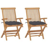 vidaXL Gartenstühle mit Anthrazit Kissen 2 Stk....