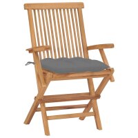 vidaXL Gartenstühle mit Grauen Kissen 2 Stk....