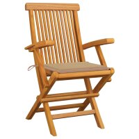 vidaXL Gartenstühle mit Beige Kissen 3 Stk....
