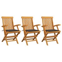 vidaXL Gartenstühle mit Taupe Kissen 3 Stk....