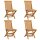 vidaXL Gartenstühle mit Beige Kissen 4 Stk. Teak Massivholz